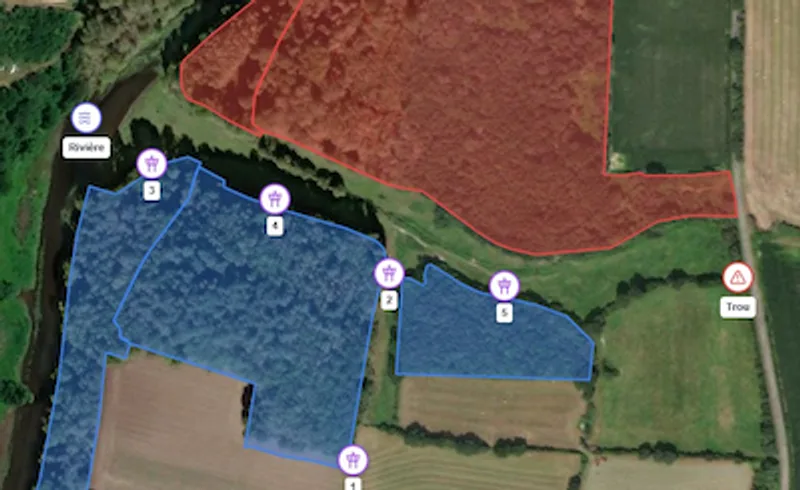 Carte satellite du territoire de chasse